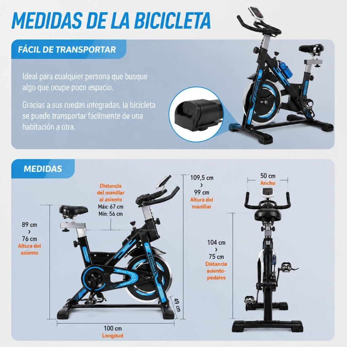 Copia - Bicicleta Spinning Profesional Ergométrica Disco 13Kg Premium Copia - Bicicleta Spinning Profesional Ergométrica Disco 13Kg Premium