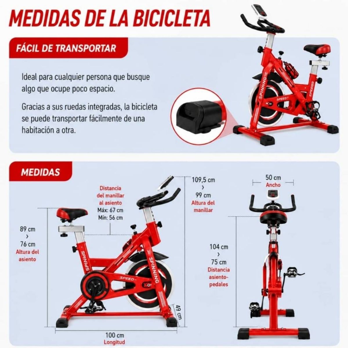 Copia - Bicicleta Spinning Profesional Ergométrica Disco 13Kg Premium Negra Copia - Bicicleta Spinning Profesional Ergométrica Disco 13Kg Premium Negra