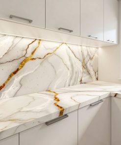 Copia - Placa Adhesiva Simil Marmol Blanco/Hojas Rollo de 1.20 x 3 Metros BS-37139-2