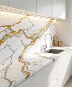 Copia - Placa Adhesiva Simil Marmol Blanco/Hojas Rollo de 1.20 x 3 Metros BS-37139-2