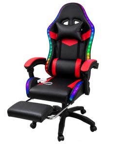 Copia - Silla Gamer HTI Ergonómica Luces RGB Apoyapíes y Parlantes Negra