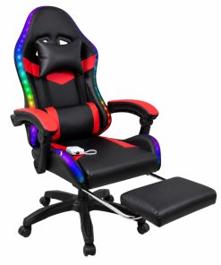 Copia - Silla Gamer HTI Ergonómica Luces RGB Apoyapíes y Parlantes Negra