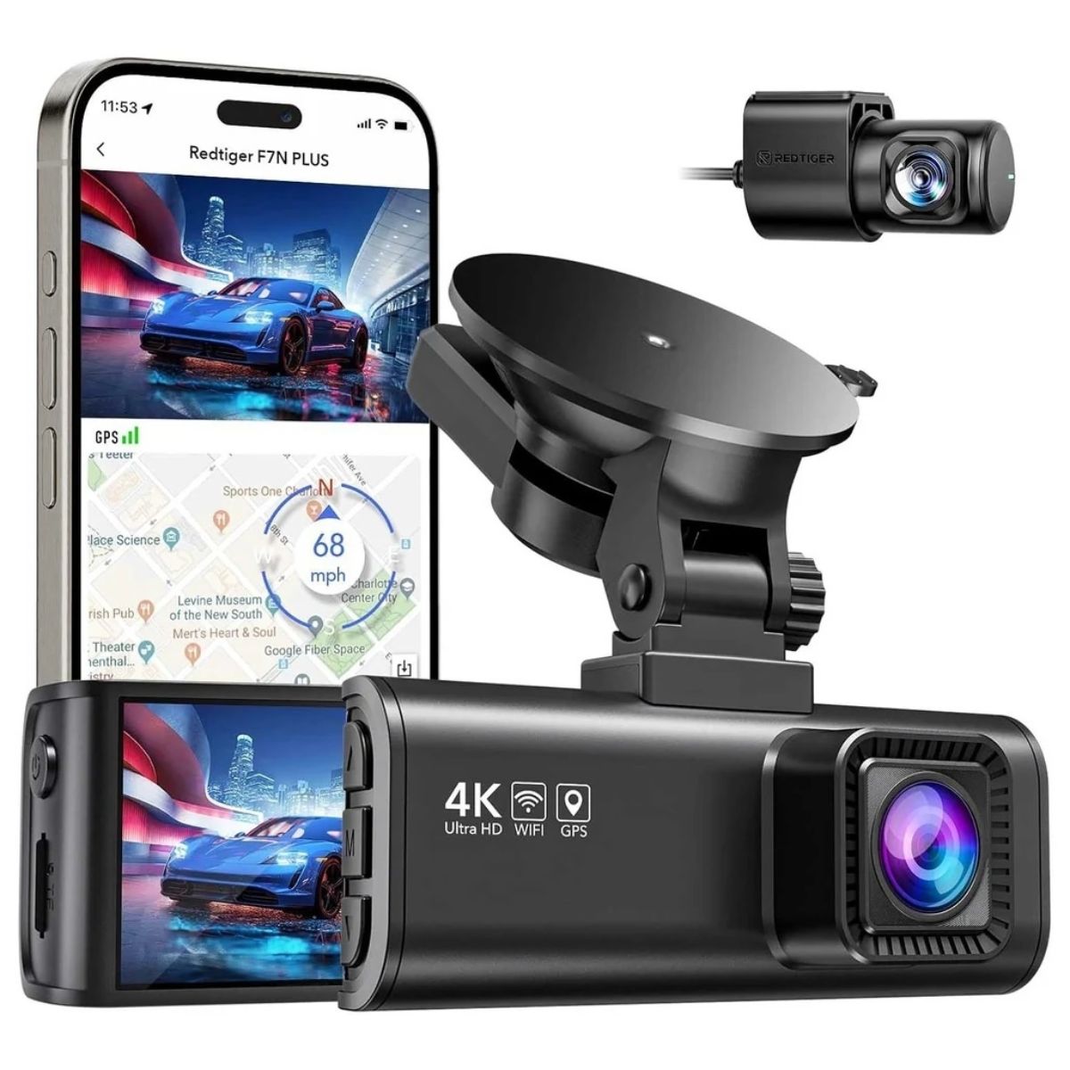 Dashcam Redtiger F17 4K Triple Canal GPS WiFi Dashcam Redtiger F17 4K Triple Canal GPS WiFi