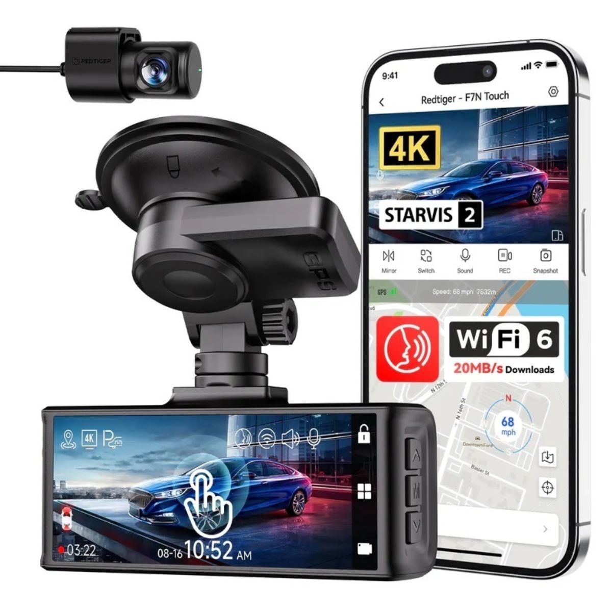 Dashcam Redtiger F7N Touch 4K UHD Doble Canal Dashcam Redtiger F7N Touch 4K UHD Doble Canal