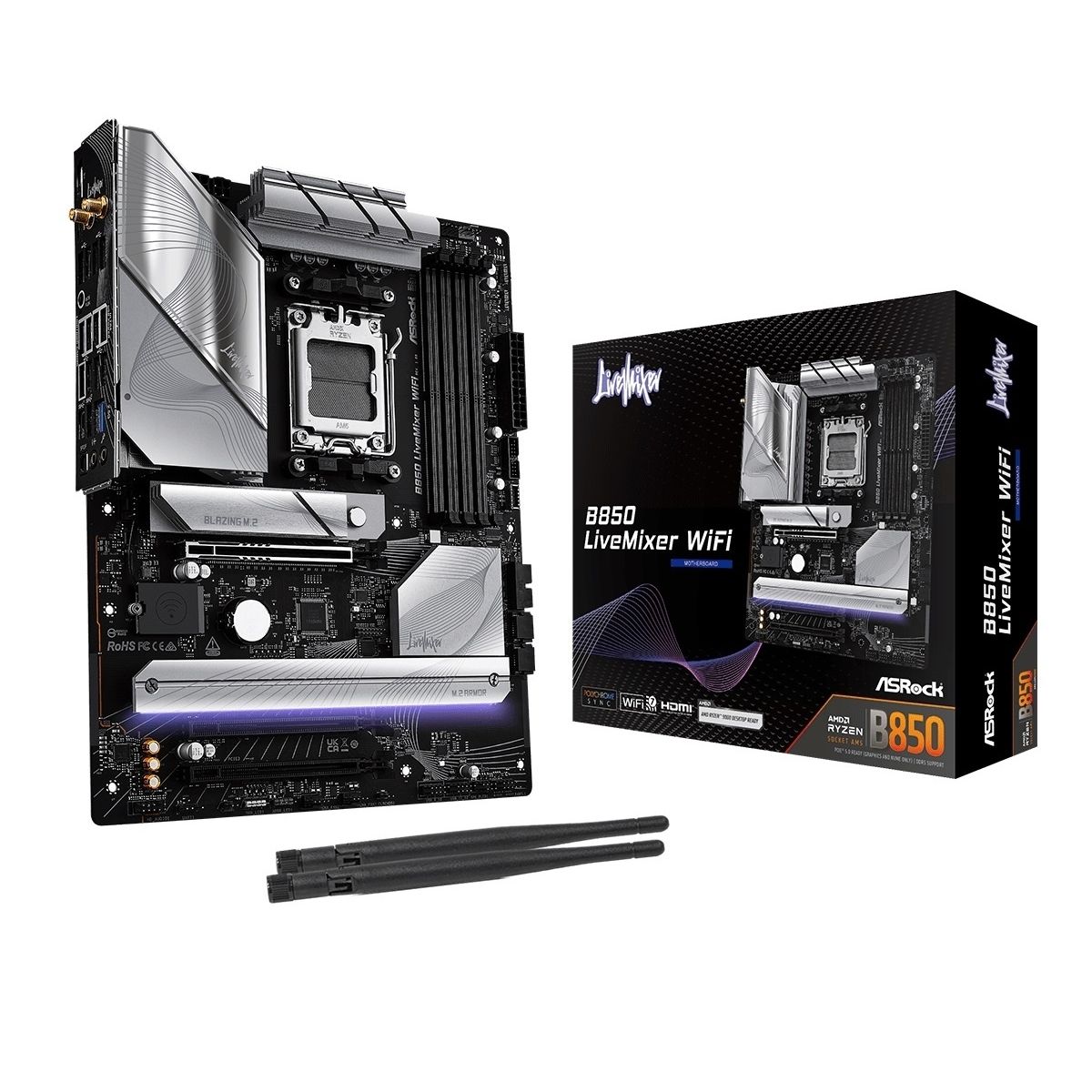 Motherboard Asrock B850 Livemixer AM5 Wi-Fi 7 ATX Motherboard Asrock B850 Livemixer AM5 Wi-Fi 7 ATX