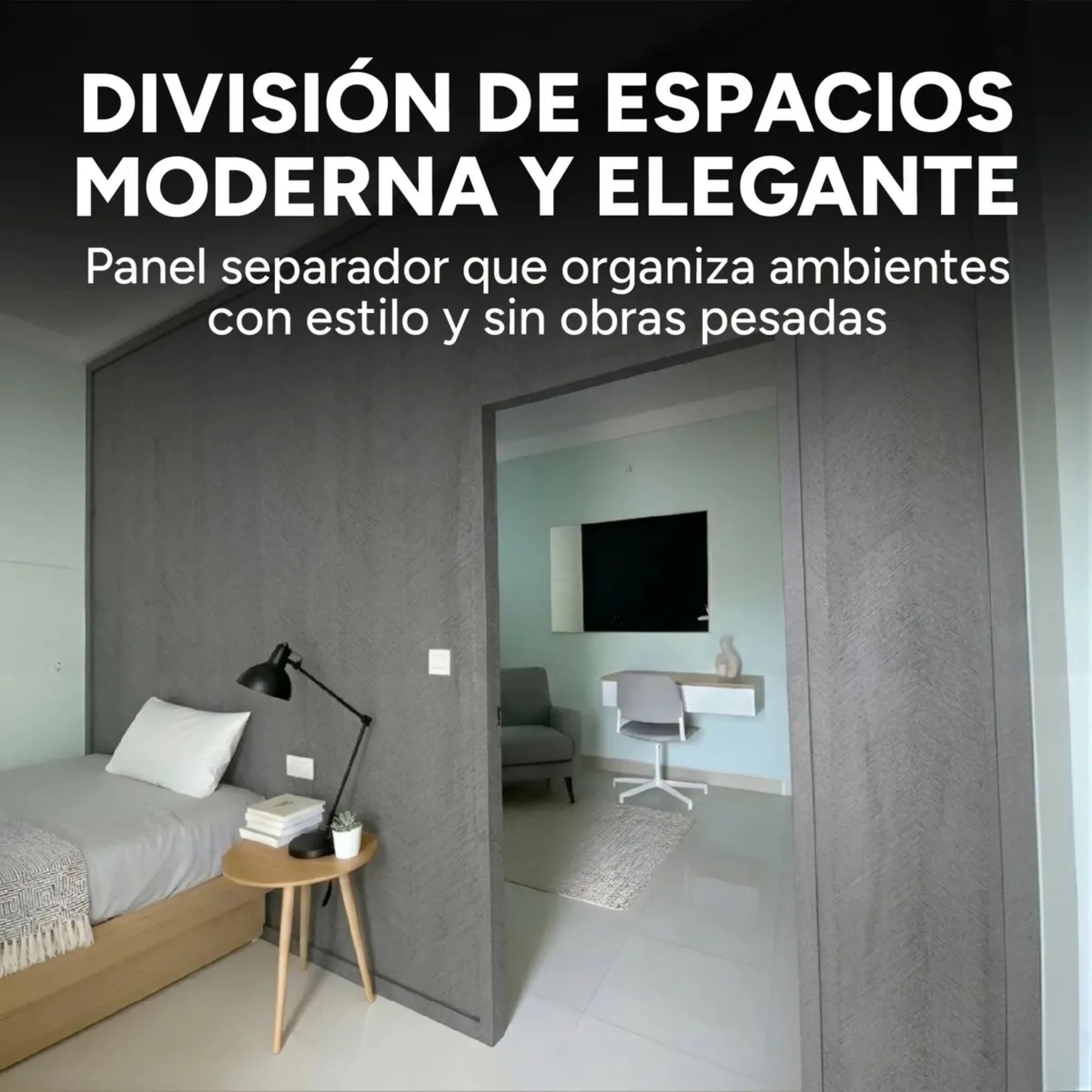 Panel Divisor Separador Ambiente 2,4X2,90m + 2 Riele 3m GRIS