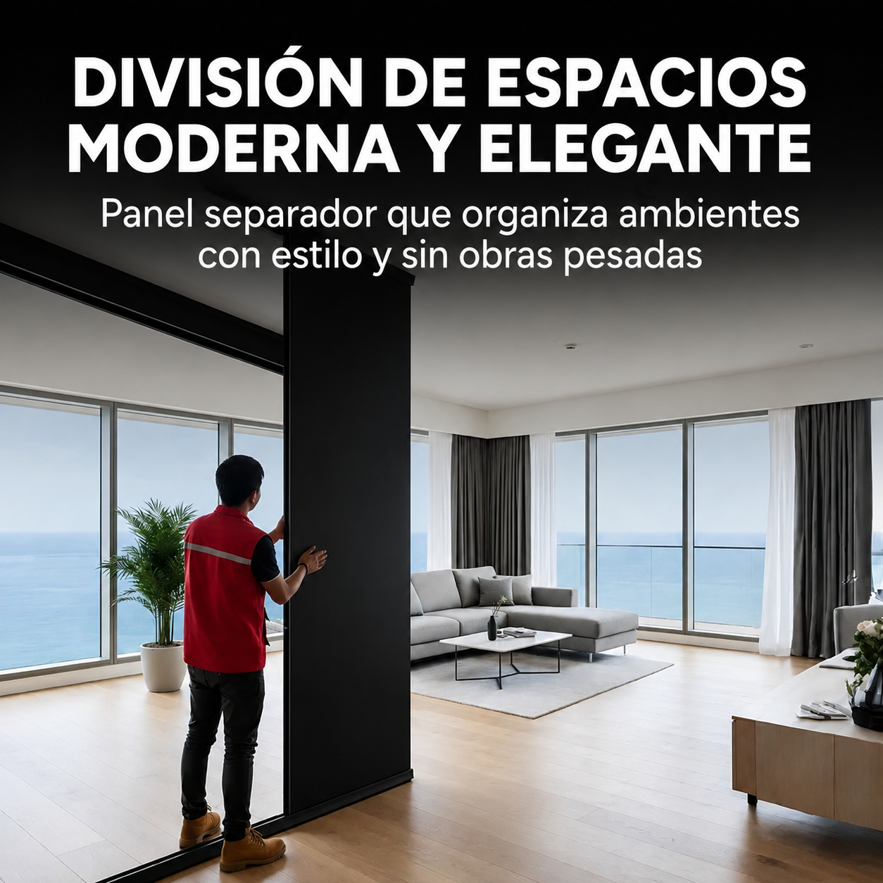 Panel Divisor Separador Ambientes 2,4 X 2,90m NEGRO Panel Divisor Separador Ambientes 2,4 X 2,90m NEGRO