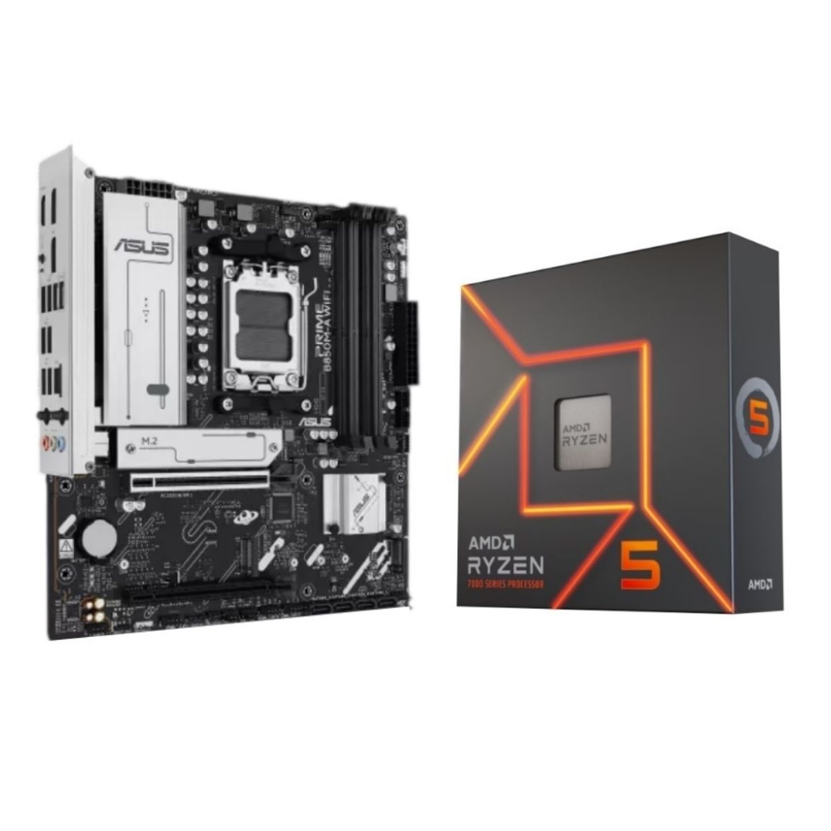 Procesador AMD Ryzen 5 7600X + Mother Asus Prime B850M-A WiF Procesador AMD Ryzen 5 7600X + Mother Asus Prime B850M-A WiF