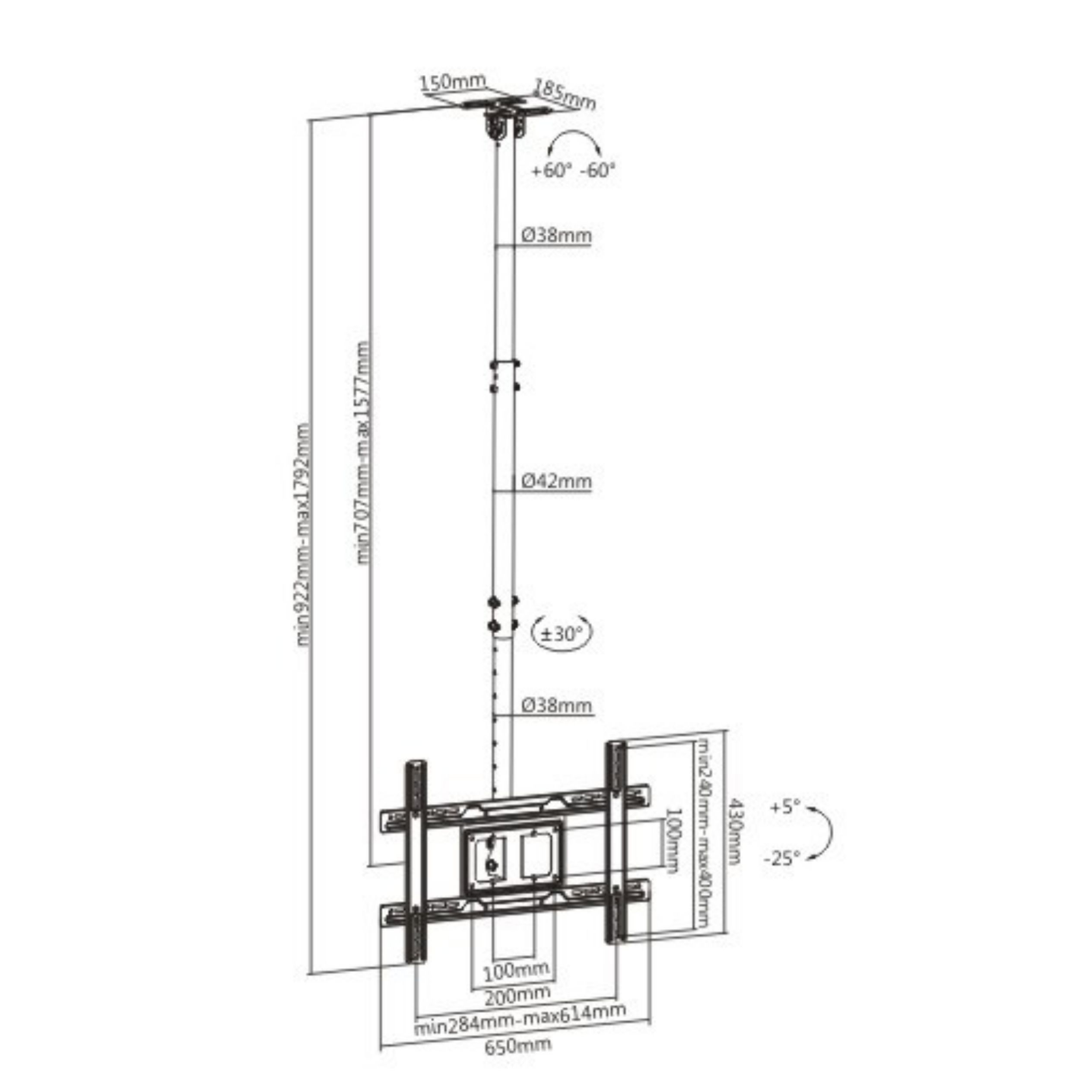Soporte Techo Brateck PLB-CE1046-01 para TV hasta 80'' Soporte Techo Brateck PLB-CE1046-01 para TV hasta 80''