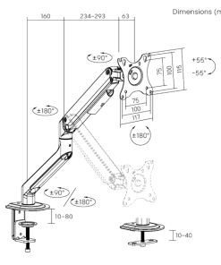 Soporte de escritorio Brateck con brazo articulado 17''-32''