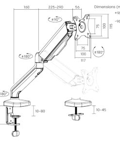 Soporte de escritorio Brateck con resorte mecanico 17''-32''