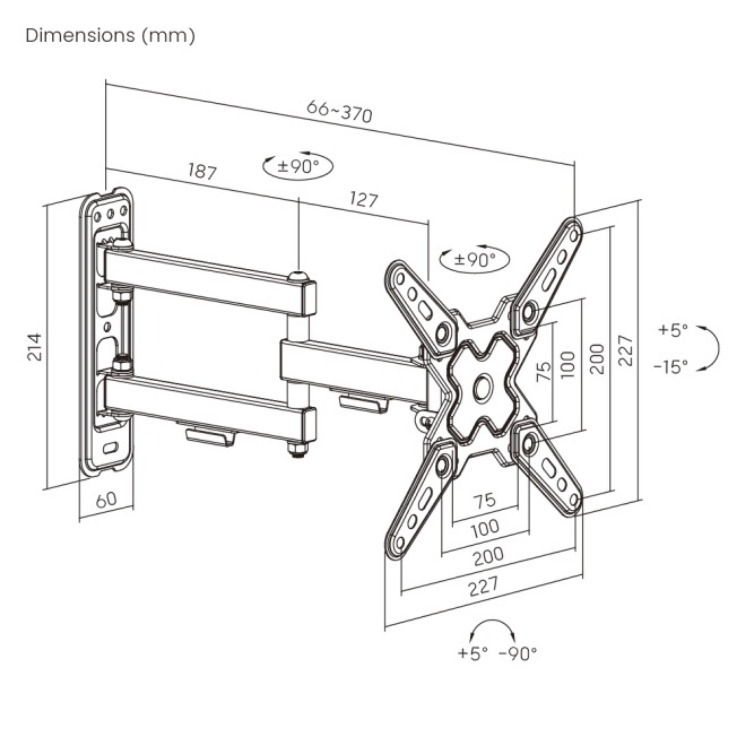 Soporte de pared Brateck Full-Motion brazo para TV hasta 43'