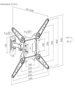 Soporte de pared Brateck Full-Motion para TV hasta 55''