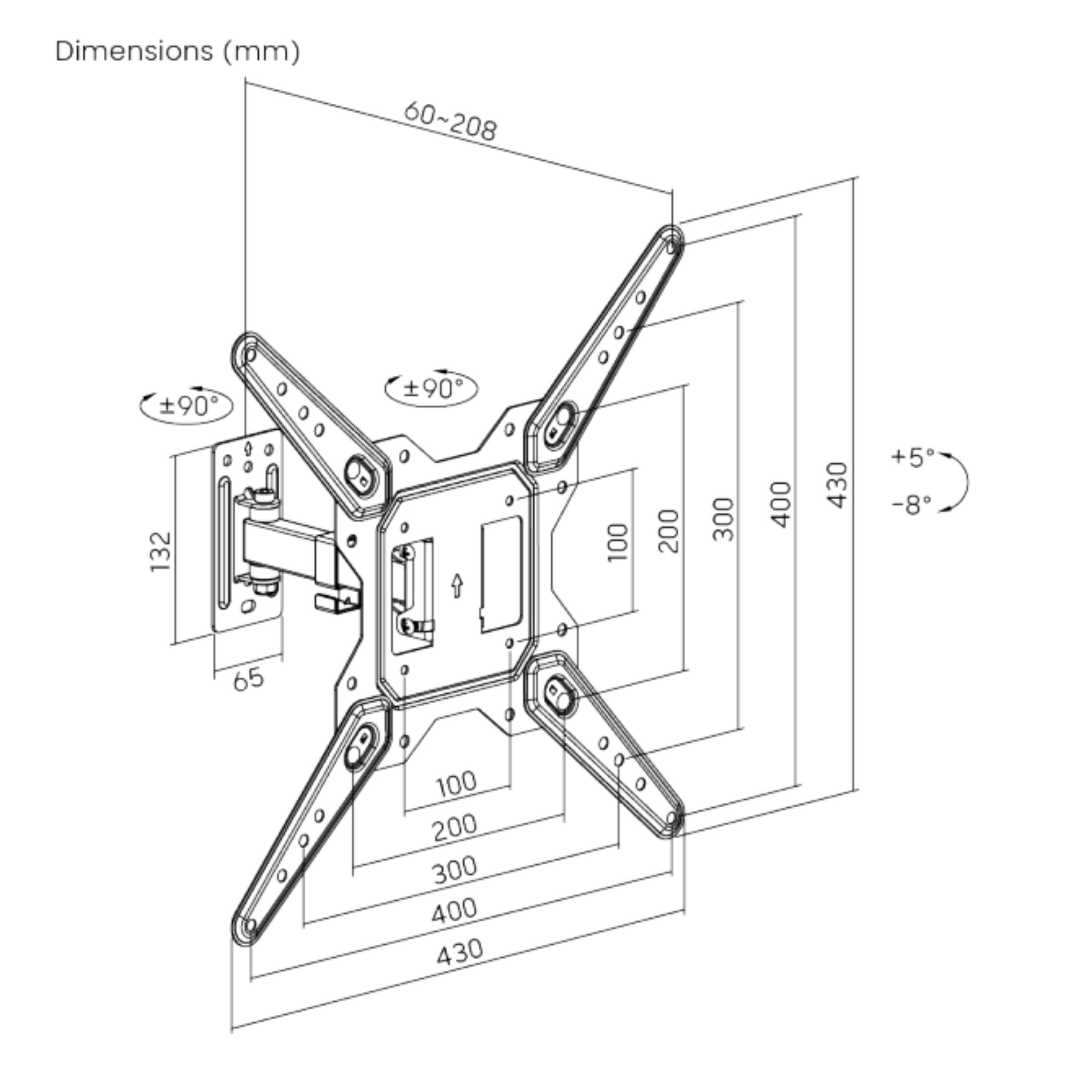 Soporte de pared Brateck Full-Motion para TV hasta 55''