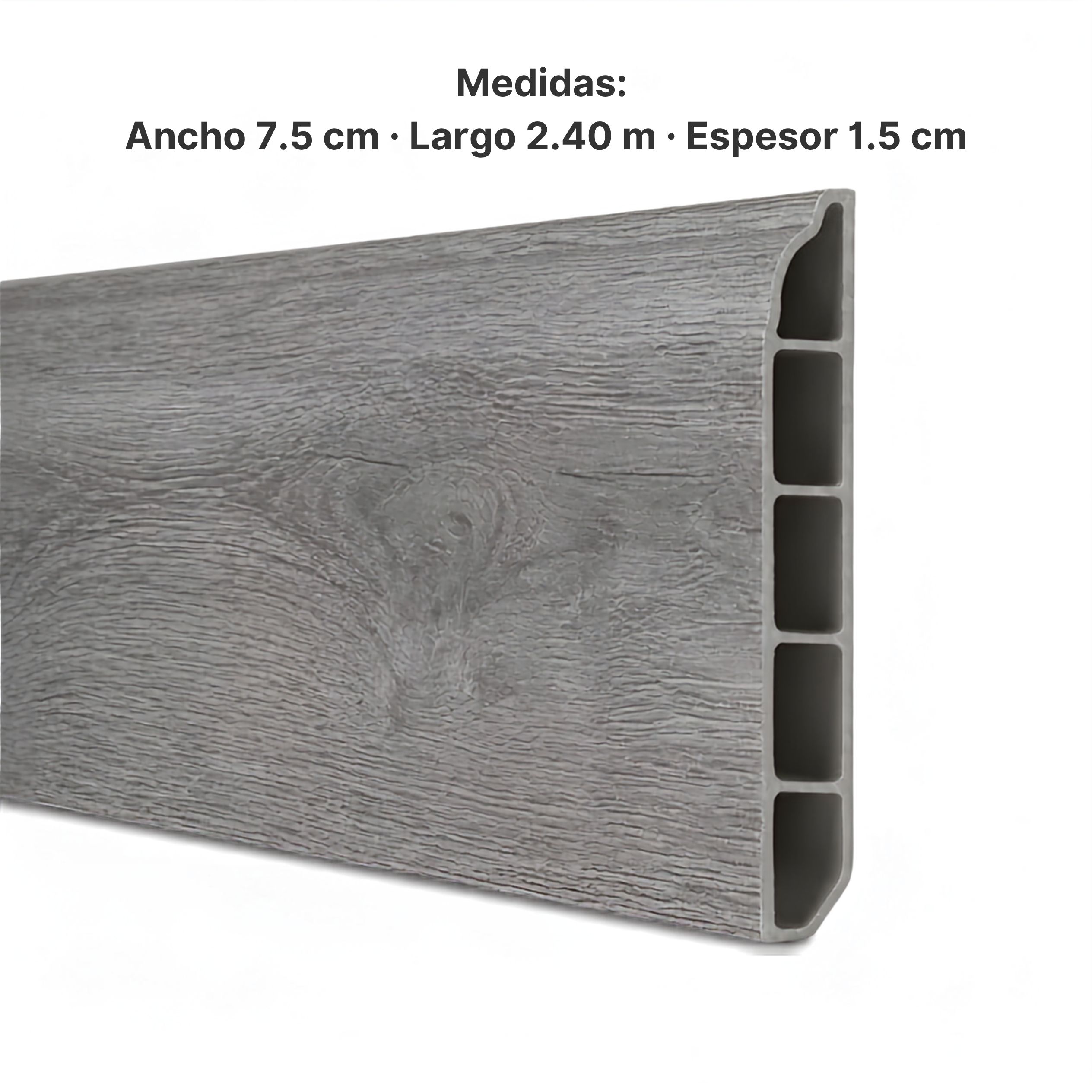 Zócalo SPC 05001 Símil Madera Gris 2,40 m Resistente al Agua