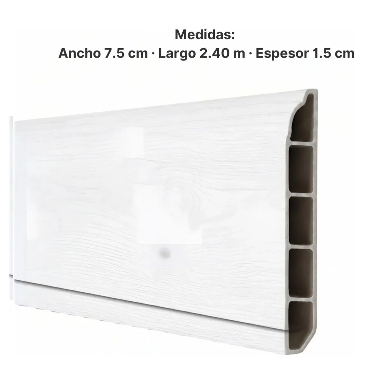 Zócalo SPC 05005 Símil Madera Blanco 2,40m Resistente al Agu