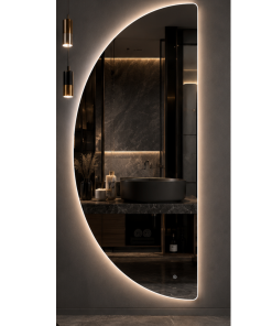 Espejo Baño Led Redondo Medialuna Desempañador D01 50X100Cm
