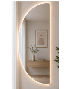 Espejo Baño Led Redondo Medialuna Desempañador D01 50X100Cm