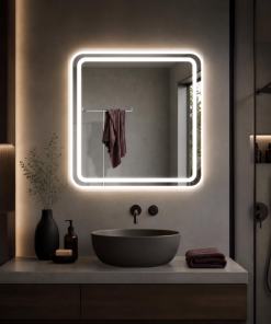 Espejo Led Cuadrado Para Baño Función Desempañado Z02 60cm