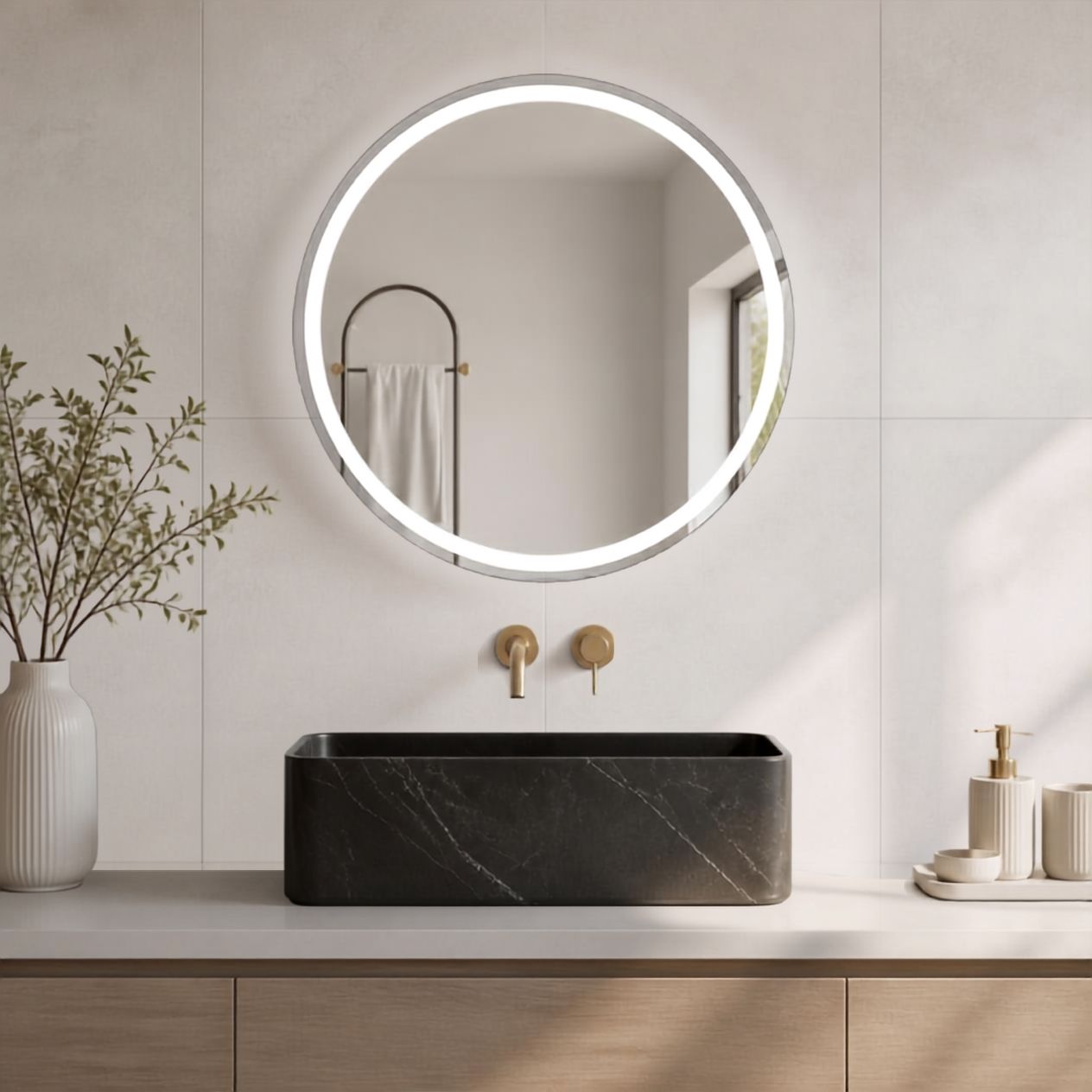 Espejo Led Redondo Y02 Para Baño Función Desempañado 60cm Espejo Led Redondo Y02 Para Baño Función Desempañado 60cm