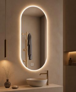 Espejo Oval Led De Pared P01 50 X 80 Cm Desempañado