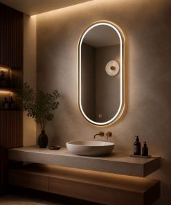 Espejo Oval Led De Pared PK02 50 X 80 Cm Desempañado