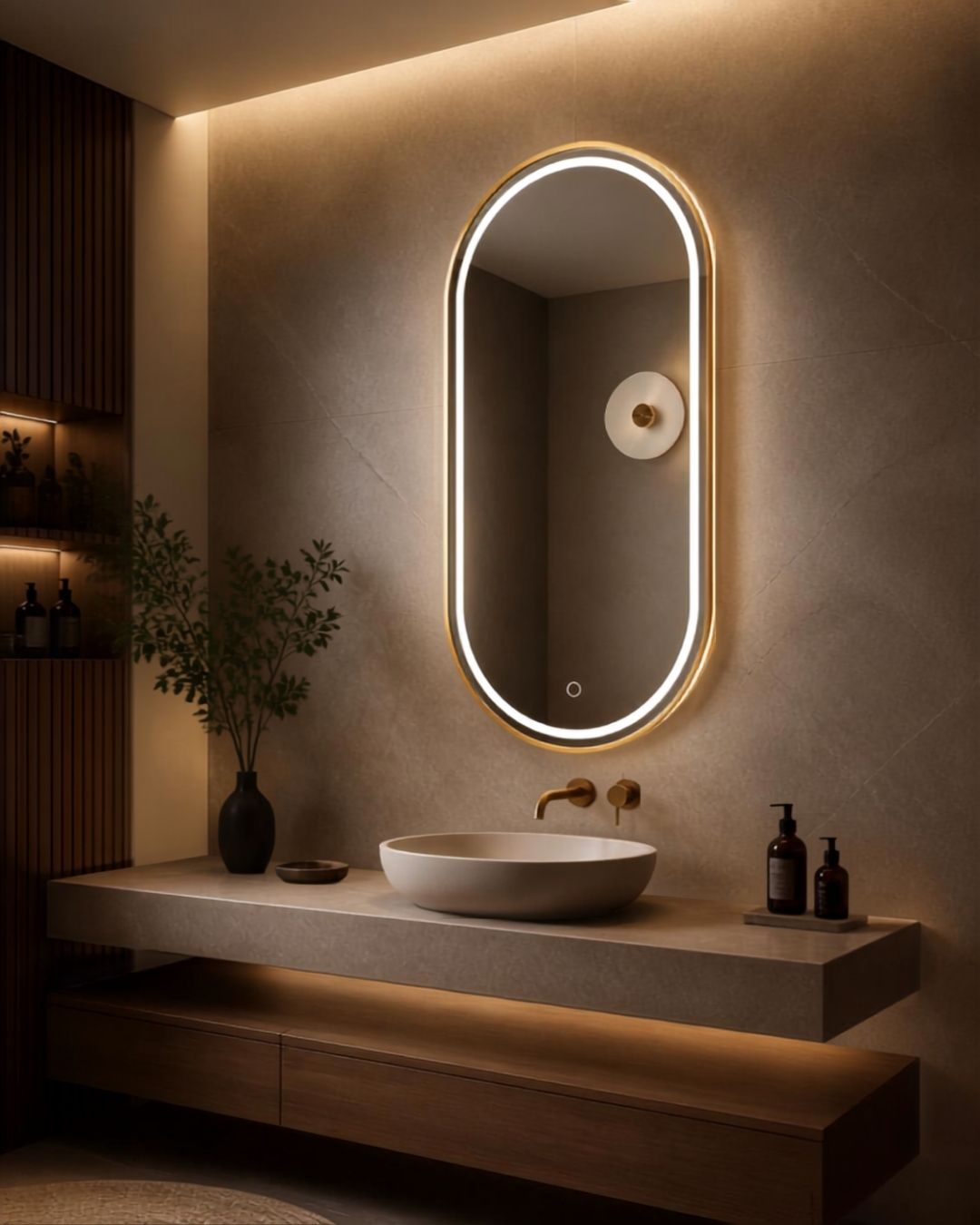 Espejo Oval Led De Pared PK02 50 X 80 Cm Desempañado Espejo Oval Led De Pared PK02 50 X 80 Cm Desempañado