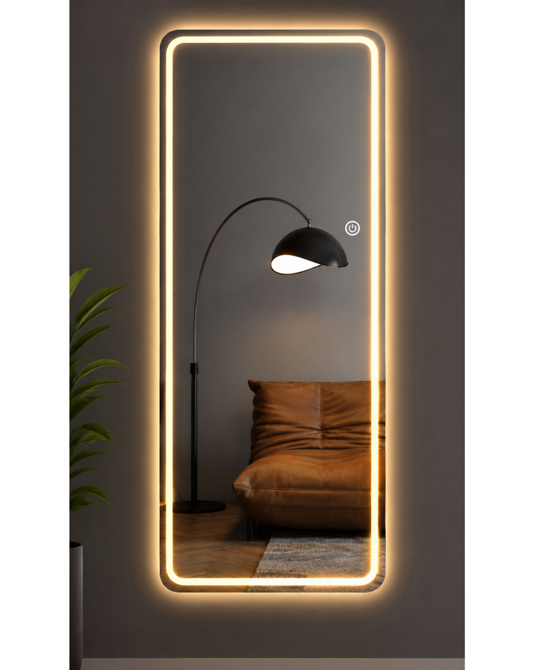 Espejo Rectangular Con Led Baño CY02 50 X 150Cm Desempañador
