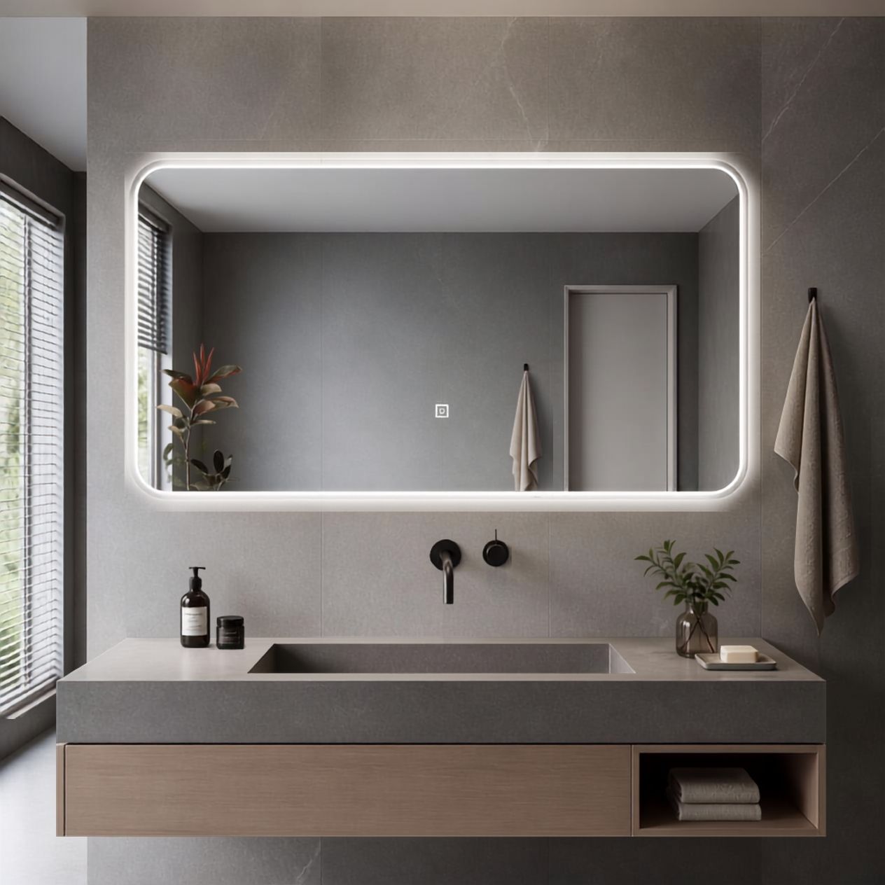 Espejo Rectangular Con Led Baño F01 60 X 80 Cm Desempañador Espejo Rectangular Con Led Baño F01 60 X 80 Cm Desempañador