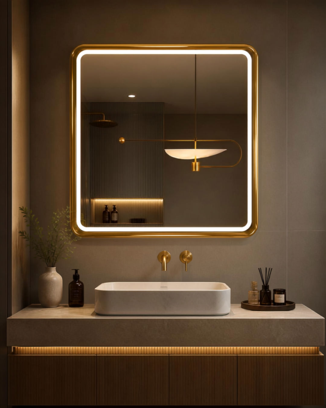 Espejo Rectangular Con Led Baño ZK02 50 X 70 Cm Desempañador Espejo Rectangular Con Led Baño ZK02 50 X 70 Cm Desempañador