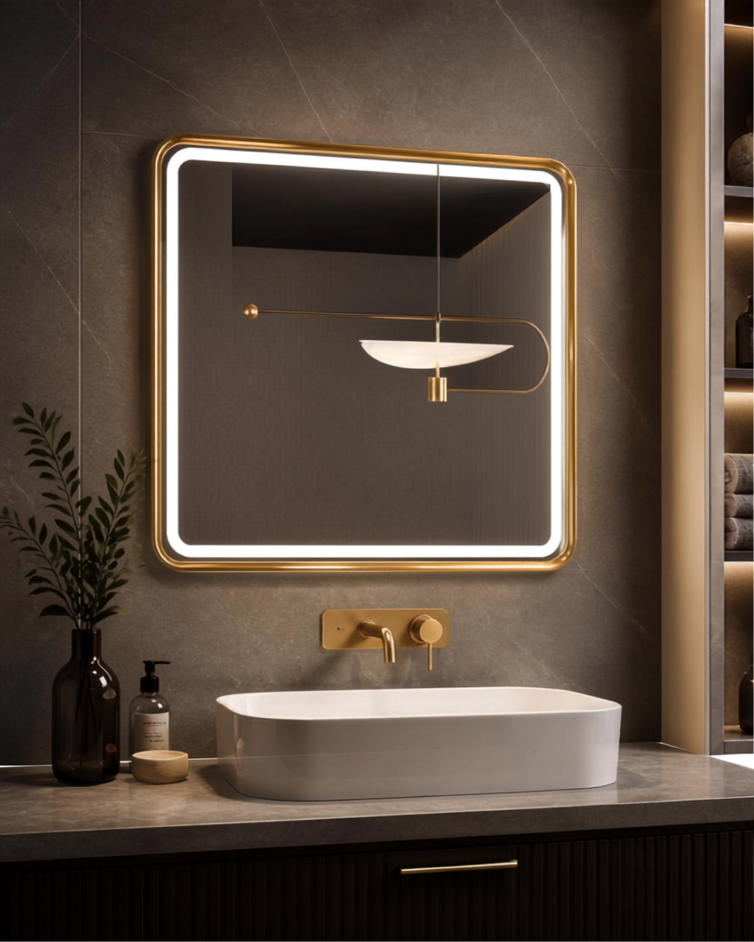 Espejo Rectangular Con Led Baño ZK02 50 X 70 Cm Desempañador Espejo Rectangular Con Led Baño ZK02 50 X 70 Cm Desempañador