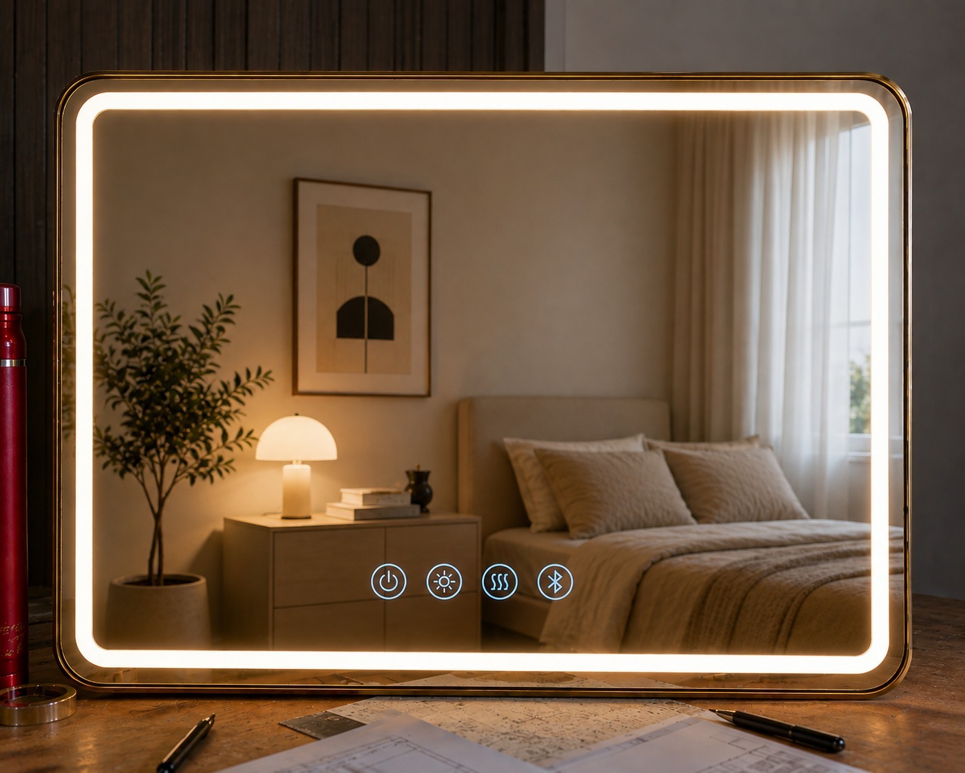 Espejo Rectangular Led Con BT F06 70 X 90 Cm Desempañador Espejo Rectangular Led Con BT F06 70 X 90 Cm Desempañador