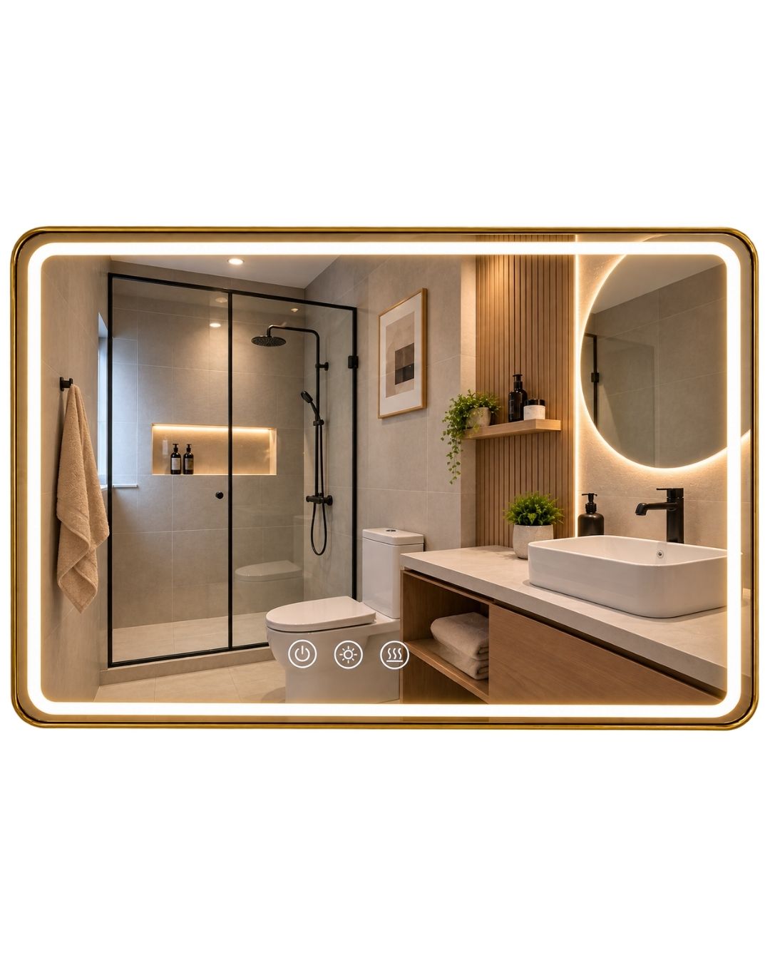 Espejo Rectangular Led Con BT F06 70 X 90 Cm Desempañador Espejo Rectangular Led Con BT F06 70 X 90 Cm Desempañador