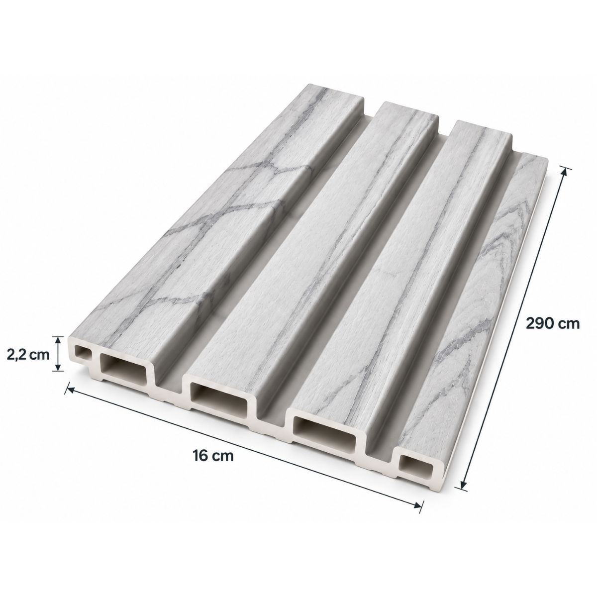 Pack X10 Wpc Simil Madera 2.90x16 cm Blanco Marmol 510202-2 Pack X10 Wpc Simil Madera 2.90x16 cm Blanco Marmol 510202-2