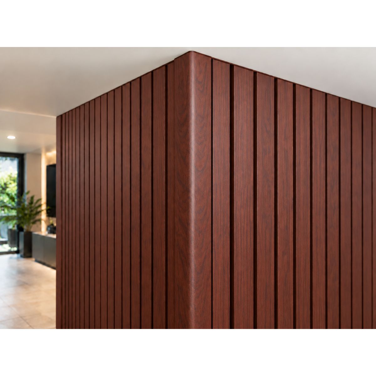 Perfil Esquinero L Para Panel WPC Pared Caoba / QK7197-302 Perfil Esquinero L Para Panel WPC Pared Caoba / QK7197-302