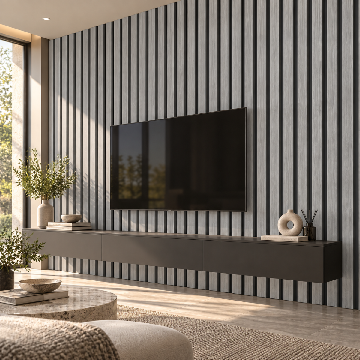 Wpc Simil Madera Lambrin DUO Negro/Gris / Q-K7001-A153